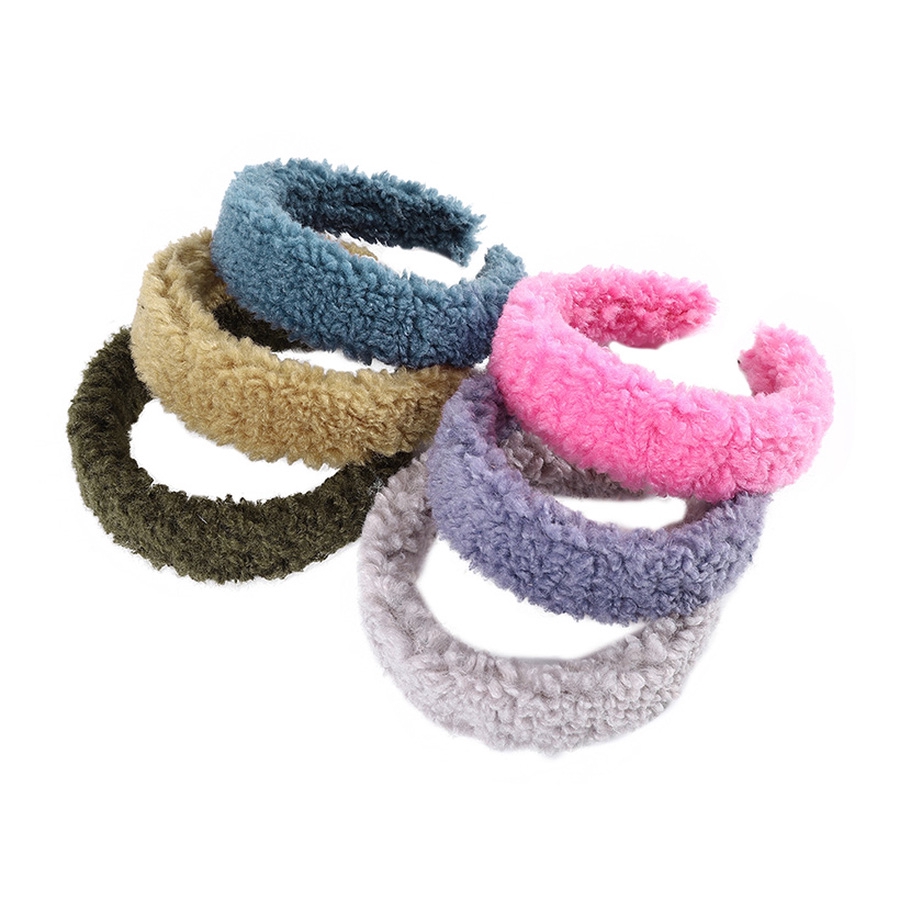 Cài tóc nhung lông xoăn mềm mại màu trơn phong cách Hàn Quốc thời trang thu đông dành cho bé gái