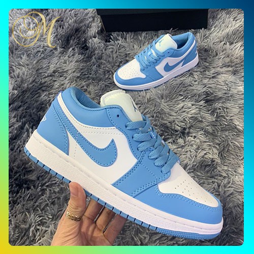 [Hot Trend - giảm giá] Giày Thể Thao Sneakers nam nữ, Giày Jordan low1 UNC Blue,JD xanh Trắng cổ thấp
