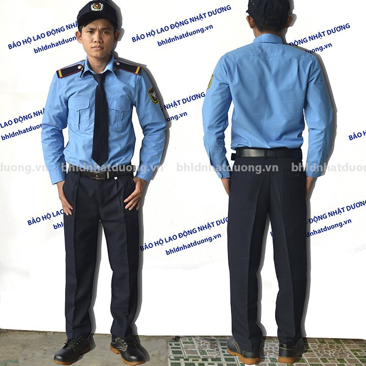 Đồng phục bảo vệ dài tay có logo bảo vê không phụ kiện áo vải kaki si DT02- Nsafe