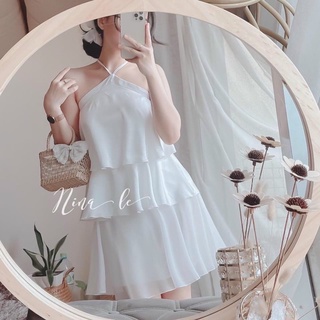 VÁY TẦNG HỞ LƯNG CỔ YẾM