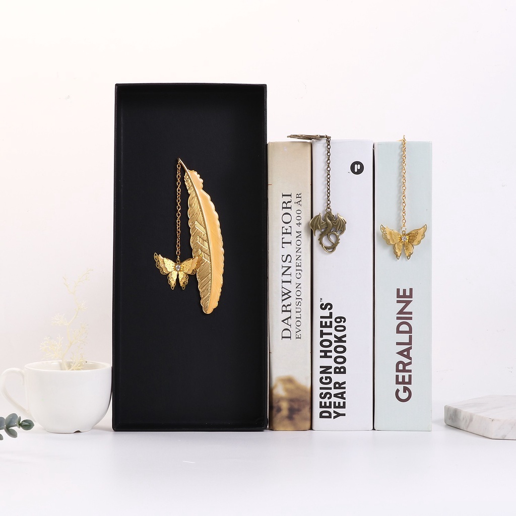 Thẻ đánh dấu sách hình con bướm/rồng 3d phát sáng trong đêm độc đáo