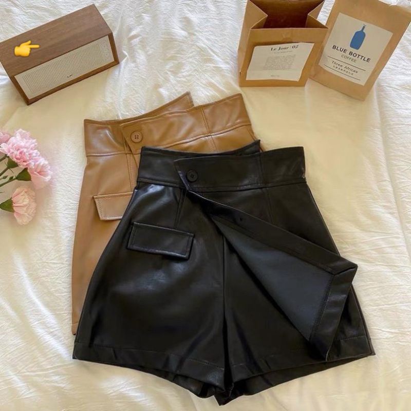 Quần Da rút dây 2 bên lưng cao siêu hot, có dây kéo chất liệu da bóng mềm mịn