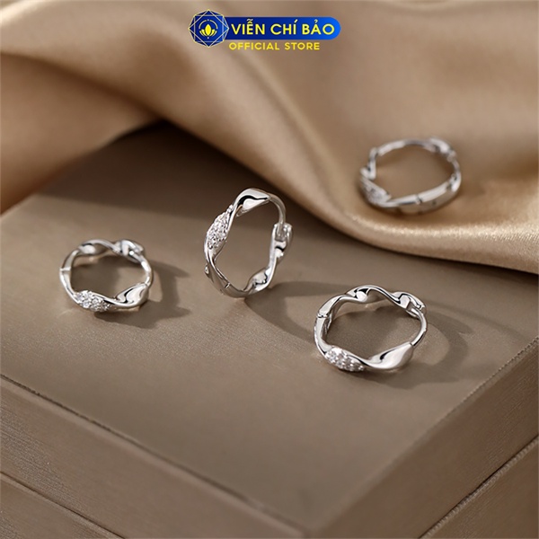 Bông tai nữ xoắn đính đá new chất liệu bạc 925 thời trang phụ kiện trang sức nữ Viễn Chí Bảo B000273