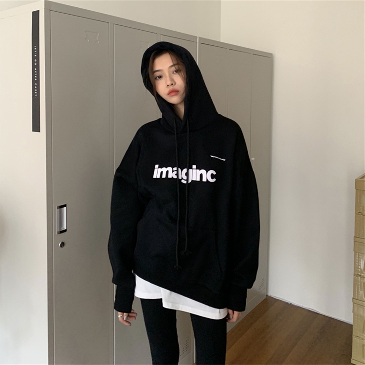 Áo Hoodie Tay Dài Form Rộng Hợp Thời Trang