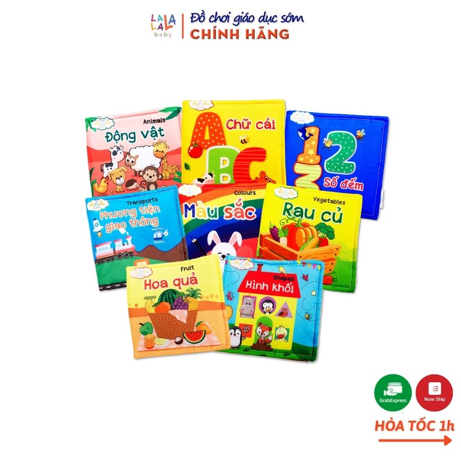 Sách Vải Cho Bé Sơ Sinh Lalala Baby đa Tương Tác Kích thích thị giác. My Very First book 8 chủ đề 15x15cm, 12 trang