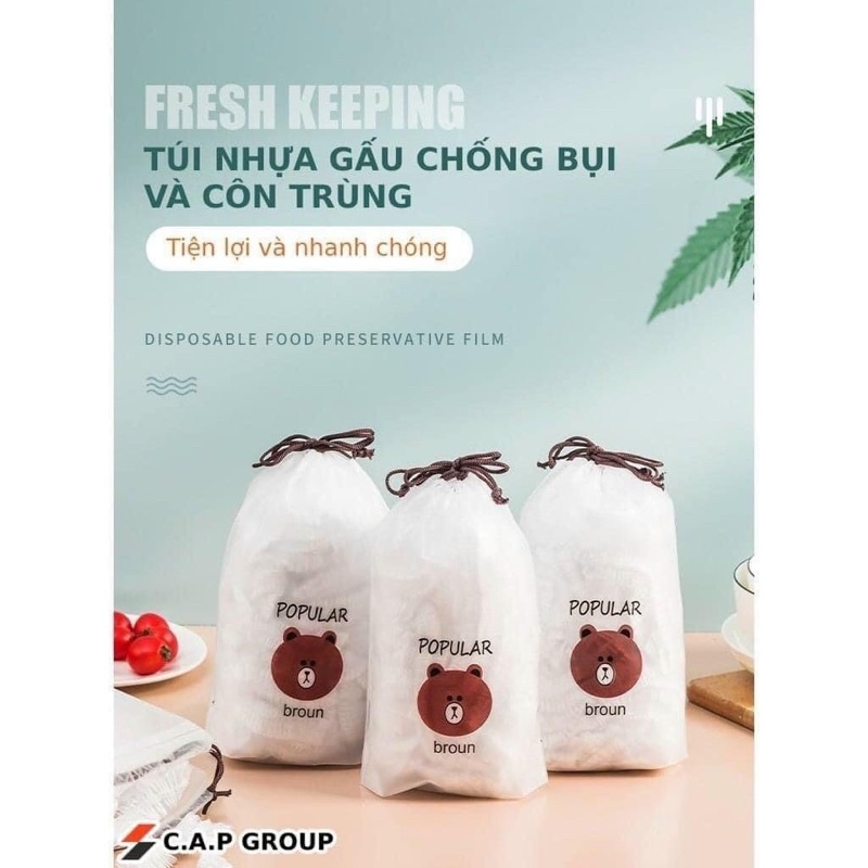 Túi 100 màng bọc thực phẩm có chun co giãn tái sử dụng