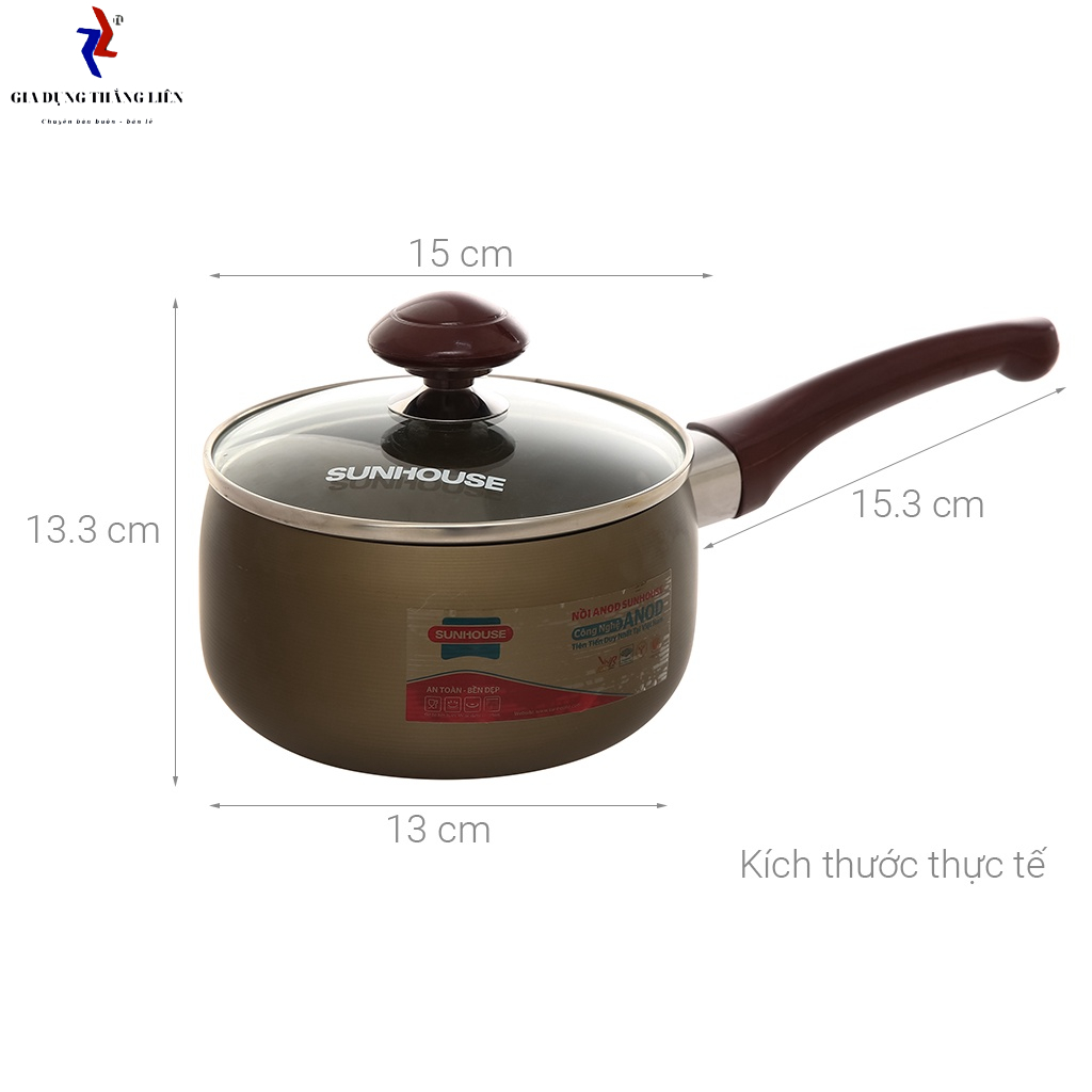 Nồi nấu bột cho bé , nồi quấy bột chống dính Sunhouse SH99-14m nhỏ gọn tiện lợi chất liệu cao cấp