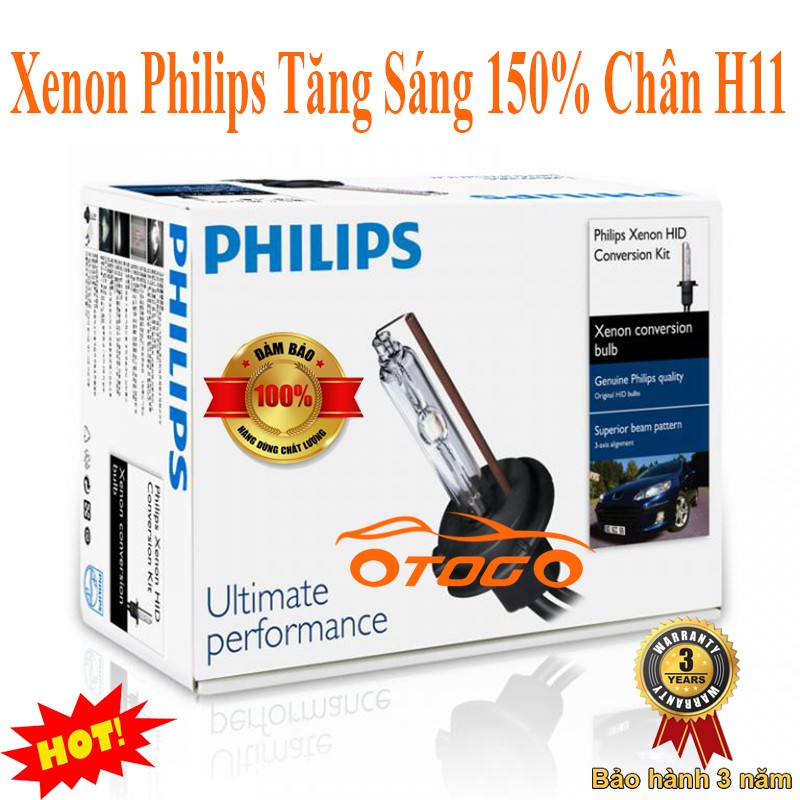 Bóng Xenon Philips Tăng Sáng 150% Chân H11 Chính Hãng , Bảo Hành 3 Năm