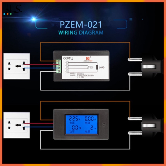 Đồng hồ đo điện áp cường độ dòng điện công suất điện AC kỹ thuật số PZEM-021 một pha 80-260V 20A 4 trong 1