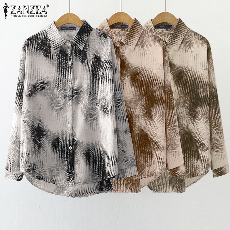 Zanzea Áo Sơ Mi Tay Dài In Họa Tiết Da Rắn Cài Nút Thời Trang Đường Phố Cho