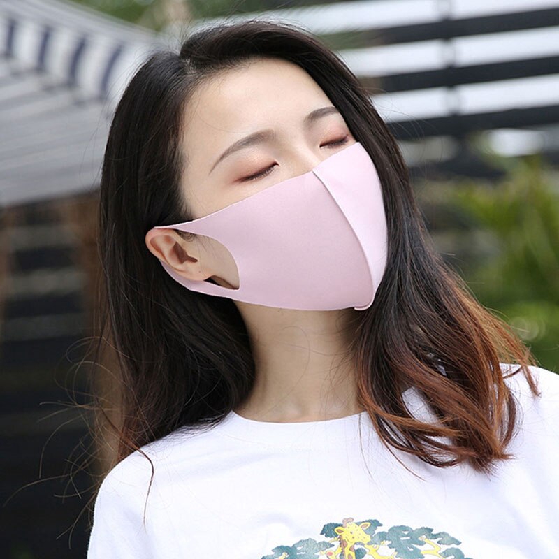 Khẩu trang cotton lụa lạnh 3D thoáng khí chống bụi màu đen có thể giặt sạch dành cho nam và nữ
