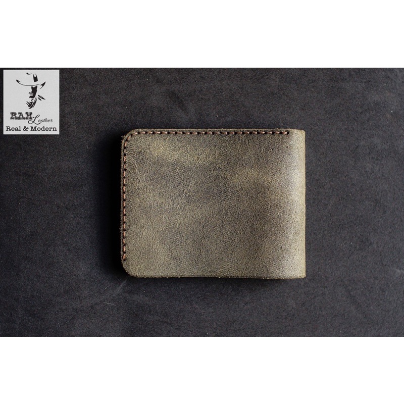 Ví nam nữ RAM Leather handmade da bò cao cấp simple xanh rêu vintage