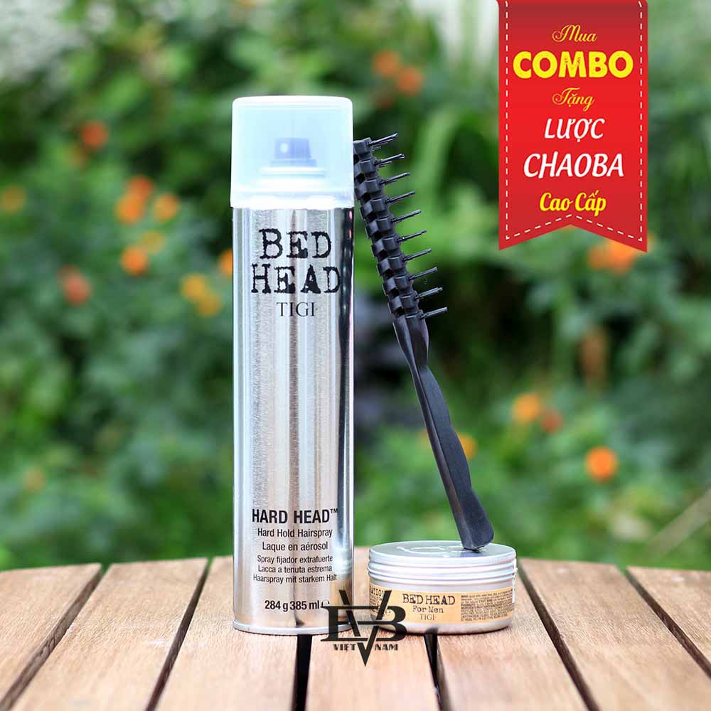 COMBO Sáp vuốt tóc Tigi Bed Head 58g và Gôm xịt tóc Tigi Bed Head 385ml + Tặng Lược tạo kiểu Chaoba cao cấp