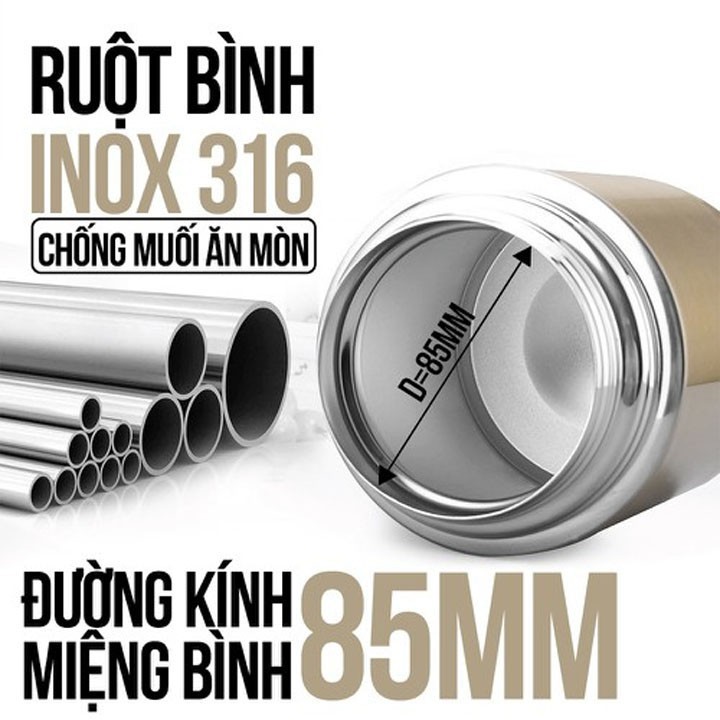 [Xả kho + free ship] Bình Ủ Cháo Cao Cấp Có Quai Xách Rút Gọn 1000ml,Tiện Dụng Với Thời Gian Giữ Ấm Lâu