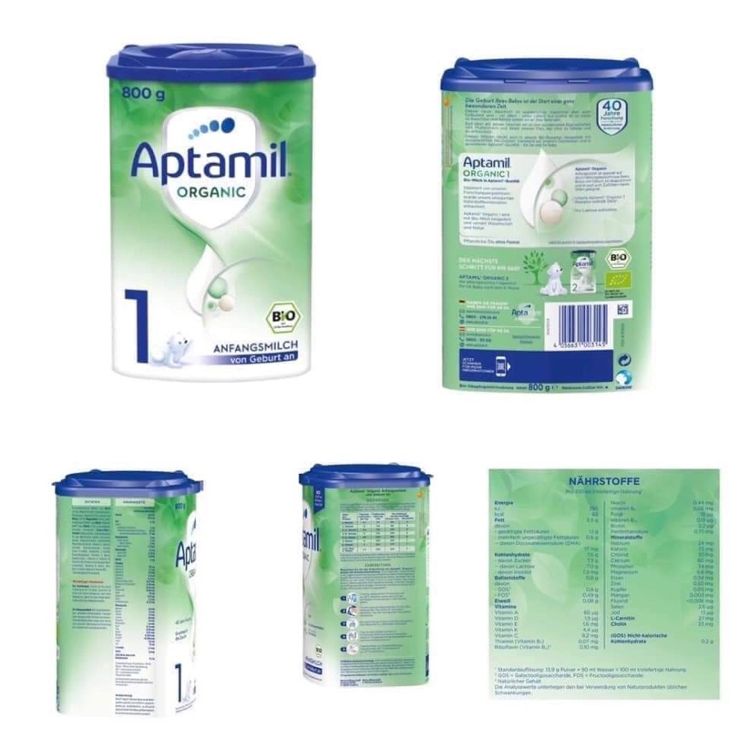 [Sữa sạch] Sữa bột Aptamil Organic Hữu cơ nội địa Đức 800gr đủ số
