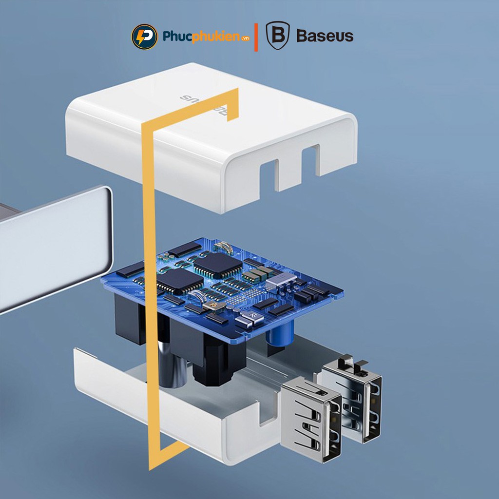 Củ sạc 2 cổng chính hãng Baseus M02 hỗ trợ sạc nhanh 10w thiết kế nhỏ gọn dễ dàng mang theo - Phúc Phụ Kiện