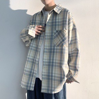 Áo khoác sơ mi tay dài kẻ sọc kiểu Hàn Quốc cá tính cho nam