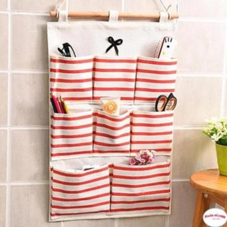 Phuong995 phuong995 túi vải 8 ngăn họa tiết kẻ sọc nhã nhặn msđ