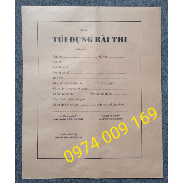 Túi đựng bài thi (10 cái)