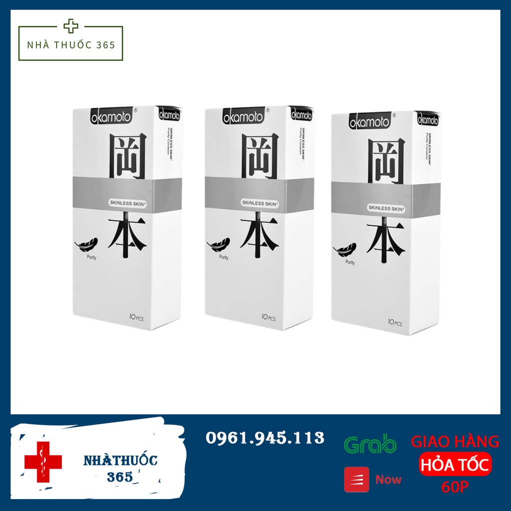 Combo 3 hộp 30 chiếc bao cao su Okamoto Purity siêu mỏng cho cảm giác chân thực nhất