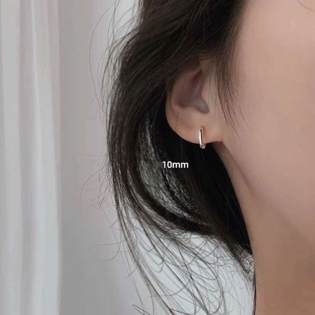 Khuyên Tai Tròn Mạ Vàng Bạc 6mm / 8mm / 10mm Thời Trang Cho Nữ