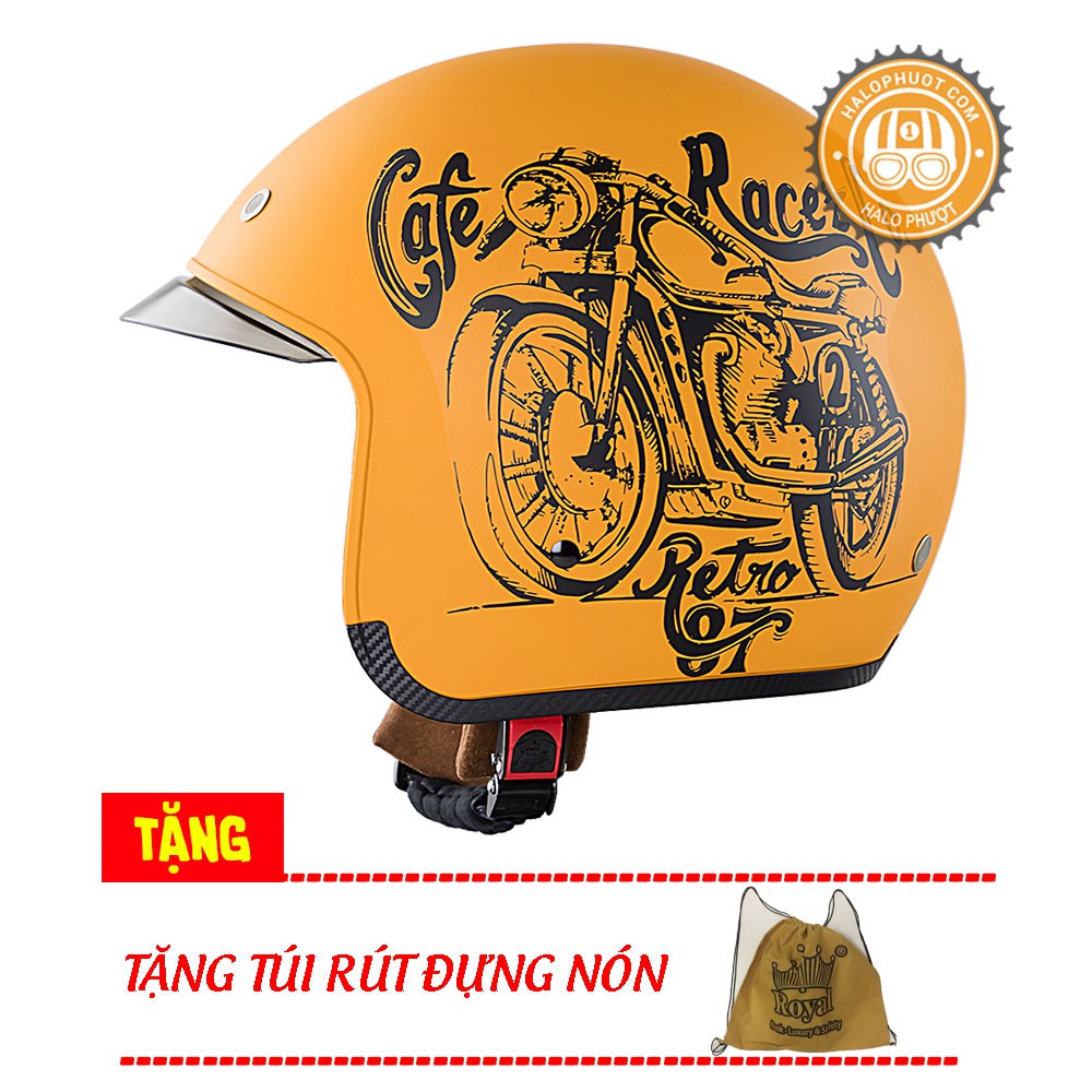 Nón bảo hiểm 3/4 kính âm Royal M139 V7 Nhám (tặng balo rút)