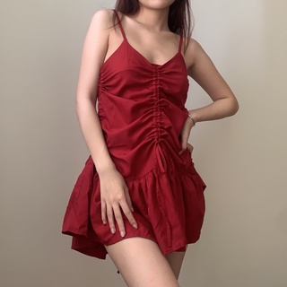 Đầm dây ERRORIST teasing rút dây 2 màu đỏ