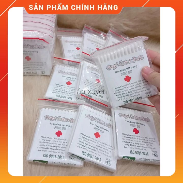 Bông tăm tiệt trùng angel cotton buds PBE 50FREESHIPđa công dụng ,nhỏ gọn nhựa mềm trơn láng,Sợi bông tự nhiên mềm mịn