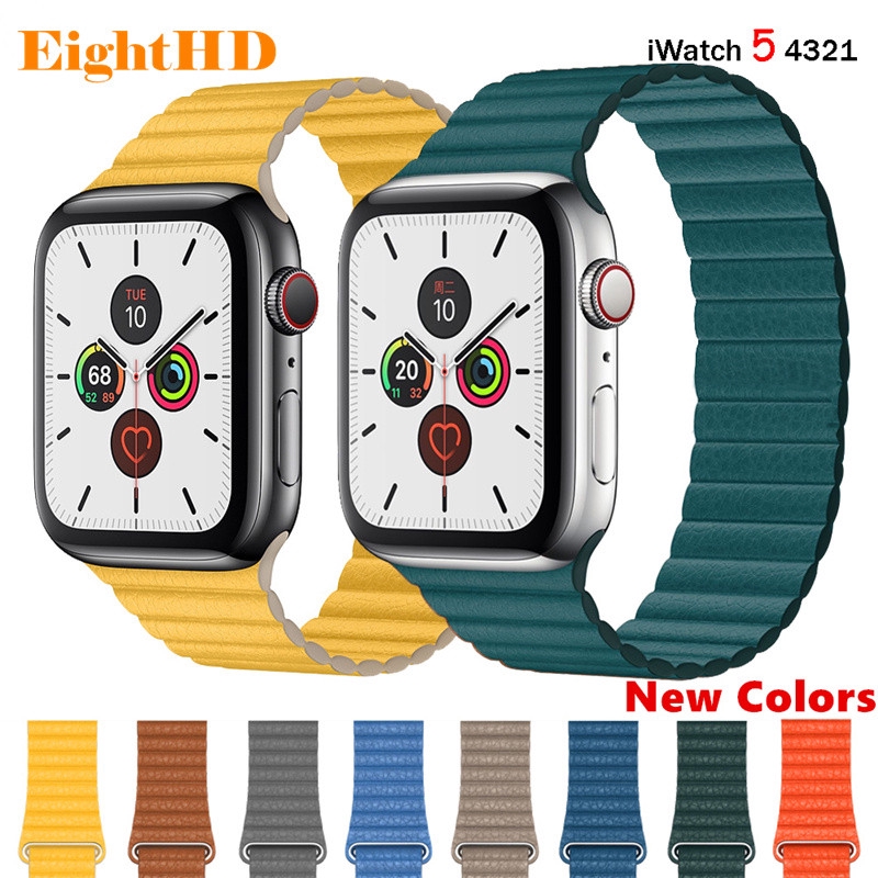 Dây da đeo tay 44 mm 40mm 42mm 38mm chuyên dụng cho đồng hồ Apple watch Series SE 6 5 4 3 2 1