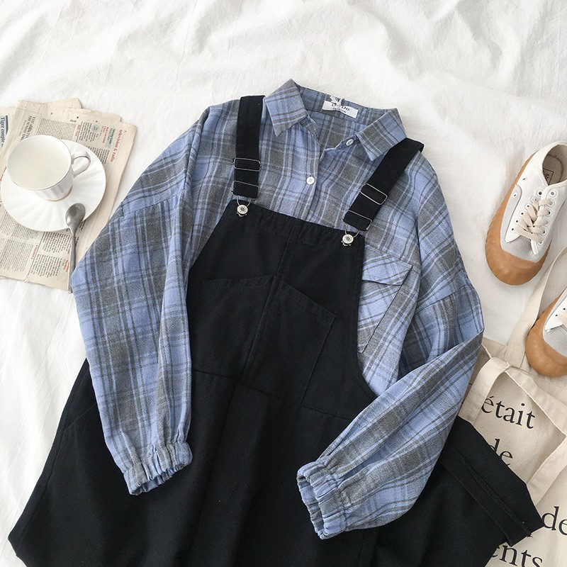 Order | Quần yếm khaki, áo sơ mi ulzzang H3901 | BigBuy360 - bigbuy360.vn