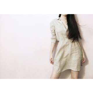 Đầm sơ mi nút cài nhúng eo