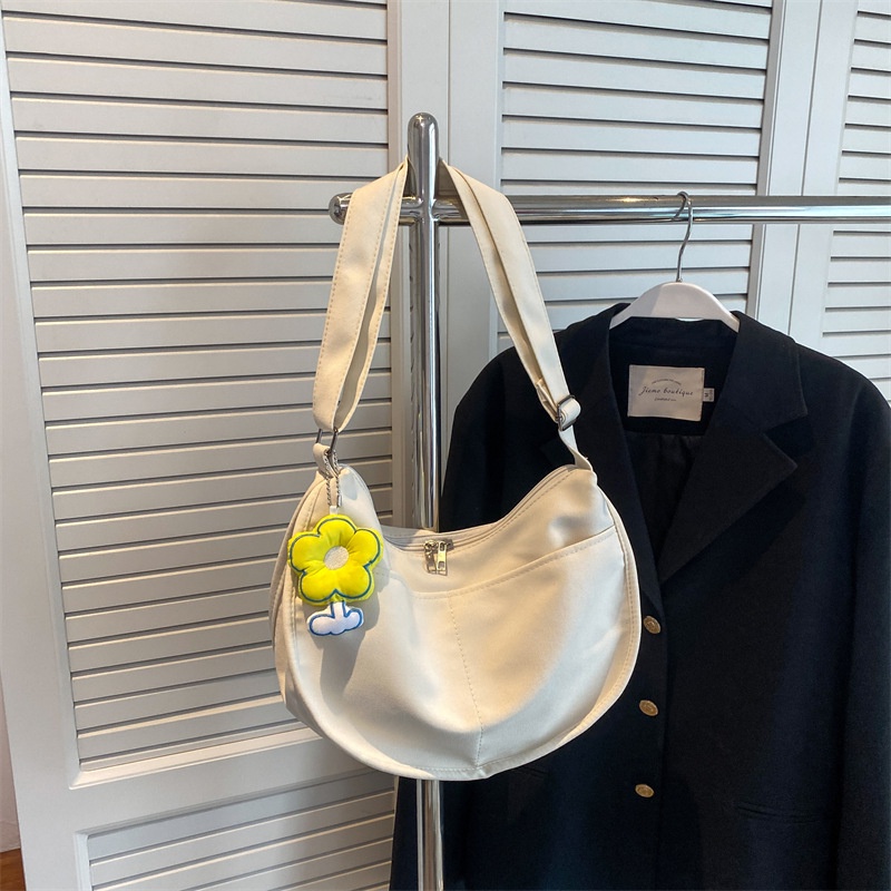 Túi Xách Vải Canvas Hình Bán Nguyệt Cỡ Lớn Thời Trang Cho Nữ