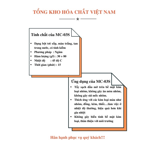 Chế phẩm tẩy dầu nhôm dạng ngâm MC-03S 0.5kg 1kg Tổng Kho Hoá Chất Việt Nam