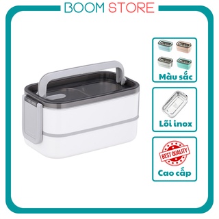 Hộp cơm giữ nhiệt văn phòng INOX 304 3 ngăn 2 tầng cao cấp Boom Store HC01