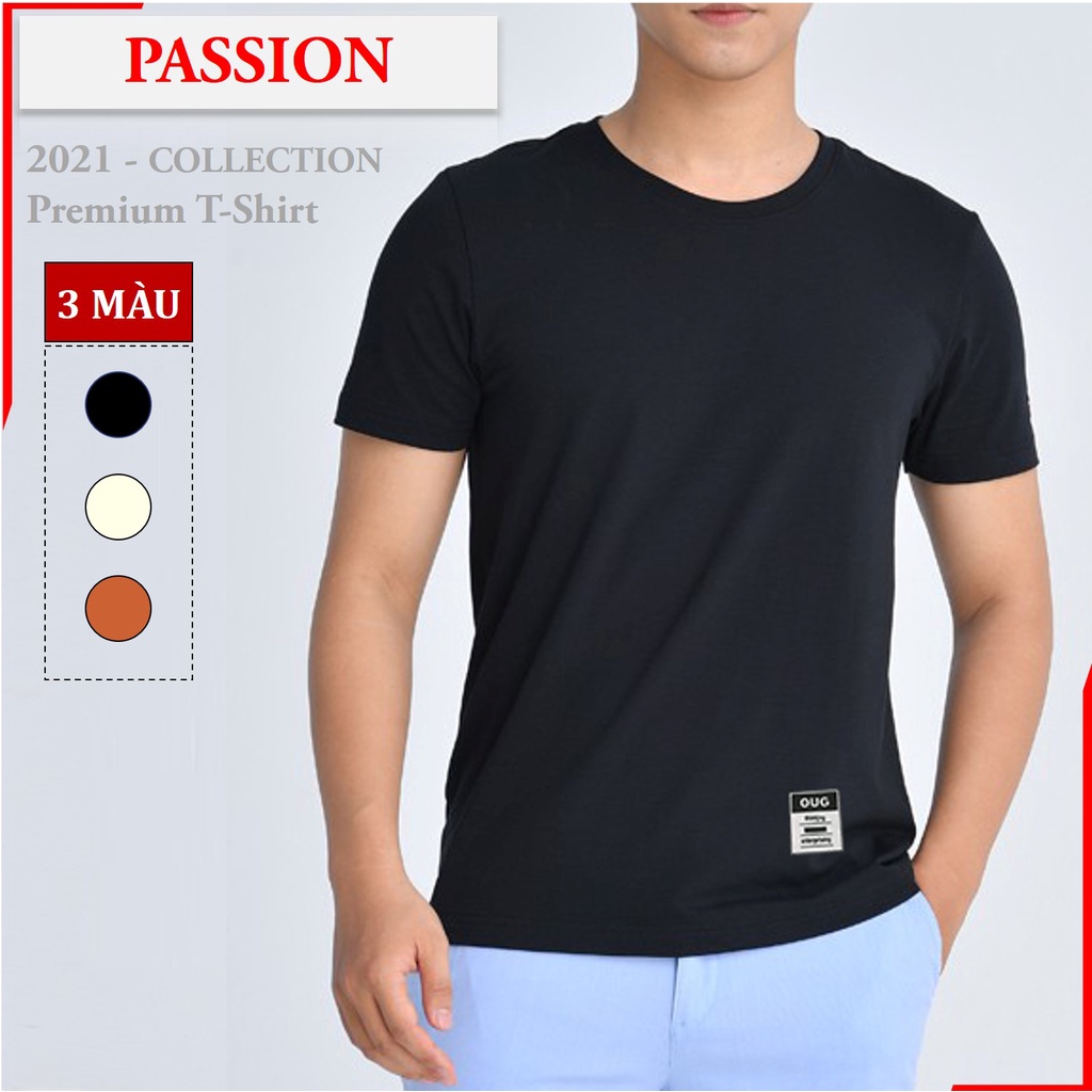 Áo thun nam tay ngắn cổ tròn, dáng hơi ôm - Cotton 100% cao cấp, mềm, mát, dày dặn, không xù lông - có Logo