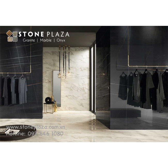 ĐÁ MARBLE ĐEN VÂN LỬA VÀNG (DARK SHAHARA NOIR MARBLE)