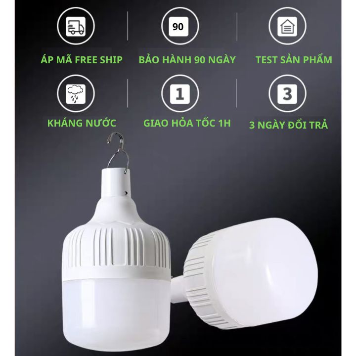 Bóng đèn led tích điện sạc pin siêu sáng đa năng 20w 40w 60w 80w 100w 120w