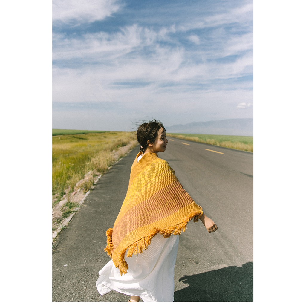 Cardigan len dáng choàng cape tông vàng mù tạt - MS030 (Có ảnh thật) | BigBuy360 - bigbuy360.vn