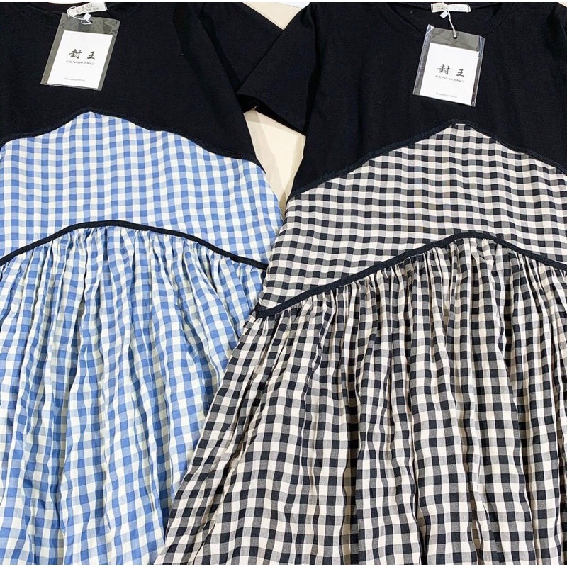 [XẢ KHO] Váy bầu cao cấp chất cotton kết hợp kẻ pha lanh siêu đẹp💕mặc Ko ưng shop hoàn tiền ạ💕free size 43~70kg