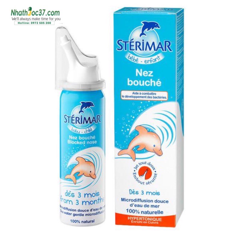 Xịt mũi Sterimar Hypertonic giảm nghẹt mũi cho trẻ em trên 3 tháng và người lớn