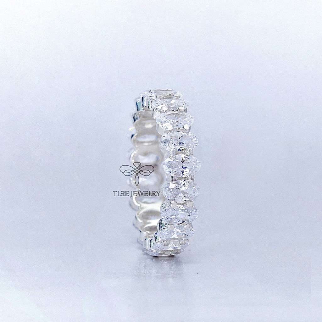 Nhẫn bạc nữ Tlee, Nhẫn đá elip sang trọng -TleeJewelry