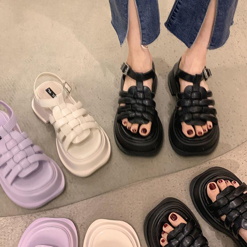 Giày Sandal Đế Dày Chống Trượt Phong Cách La Mã Thời Trang Mùa Hè 2022 Cho Nữ