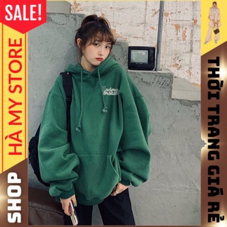 Áo hoodie nỉ dáng dấu quần - áo khoác hoodie Ulzzang unisex xanh rêu, chất nỉ dày dặn, lên form đẹp - Store Hà My.