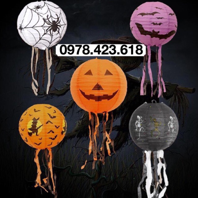 Đèn lồng giấy Halloween - Quả bí ngô 30cm