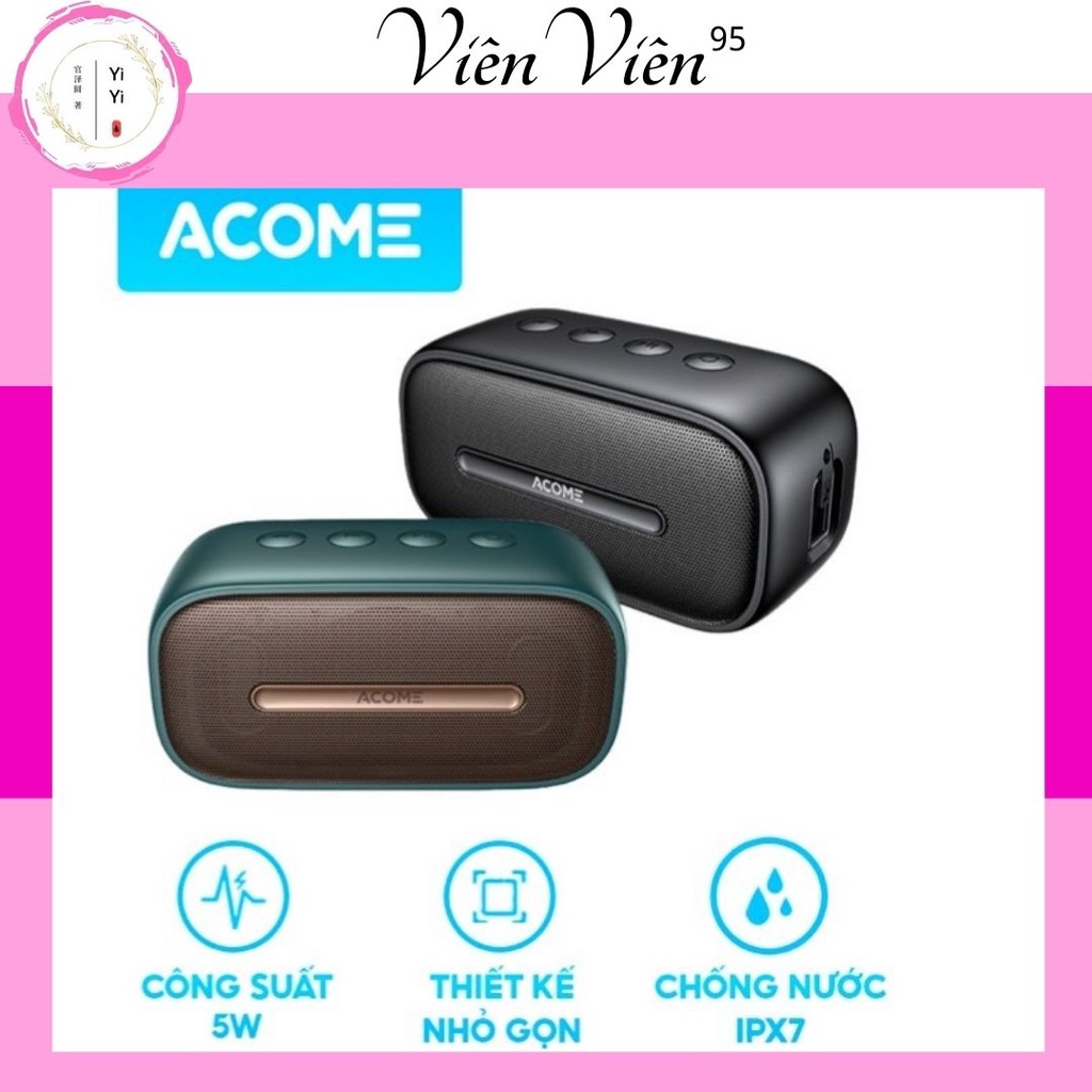 Loa bluetooth mini Acome A8 Công Suất 5W Nhỏ Gọn Tiện Lợi Âm Thanh Cực Lớn Bluetooth 5.0 Chống Nước IPX7 Hàng Chính Hãng