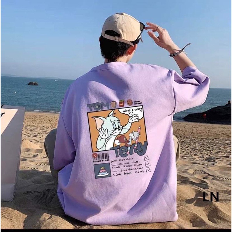 Áo phông mèo ô vuông  3D in lưng LN11