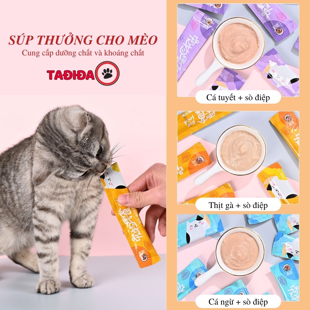 Súp thưởng cho Mèo Cat Food , Thức ăn cho Mèo đầy đủ dinh dưỡng - Tadidda Pet