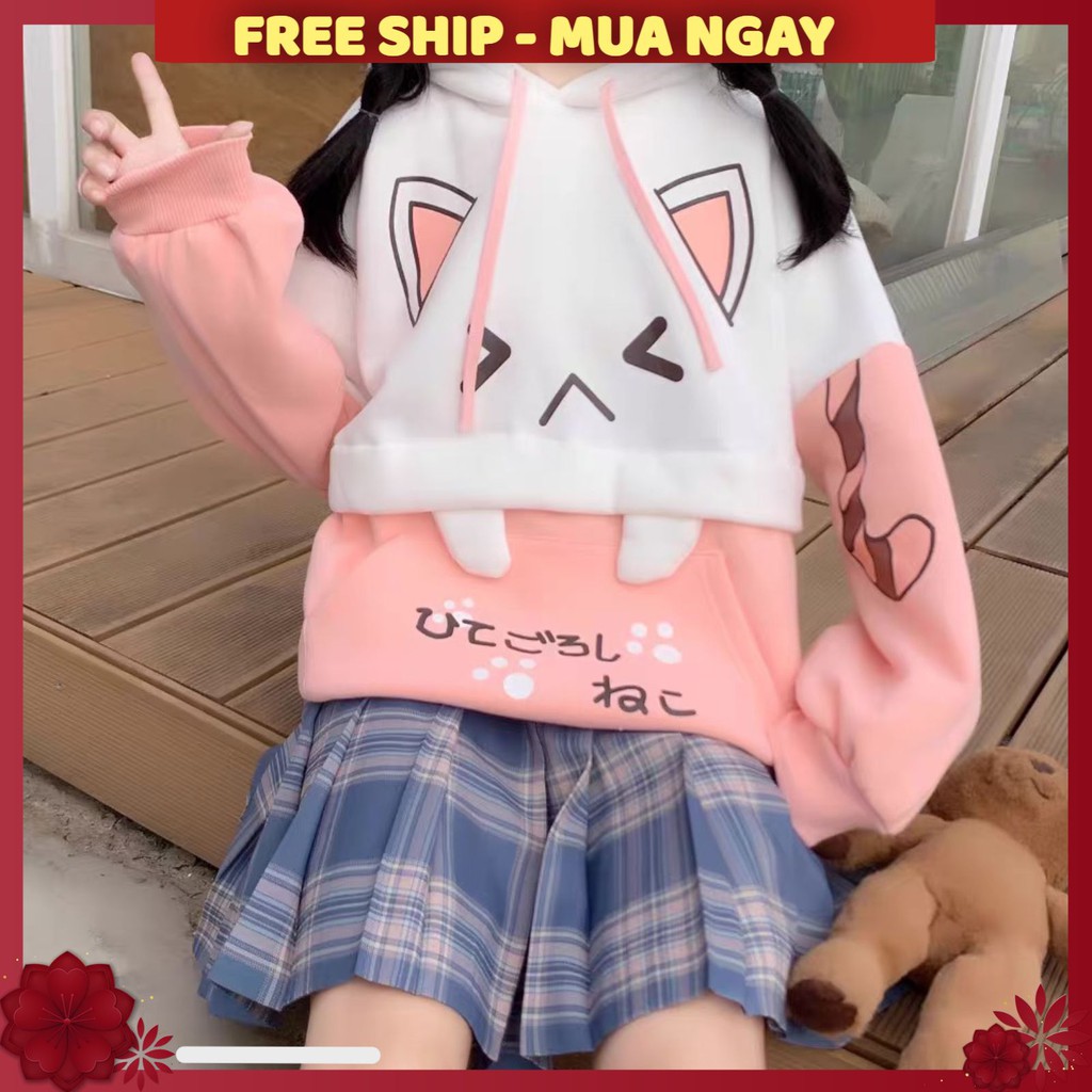 ÁO HOODIE NỮ ❤️FREESHIP❤️ áo khoác hoodie ( NANH MÈO ) VẢI NỈ NHIỀU MÀU-  FREE SIZE DƯỚI 60KG | BigBuy360 - bigbuy360.vn