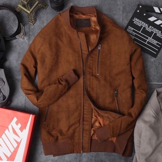 Áo khoác bomber da lộn 2 lớp