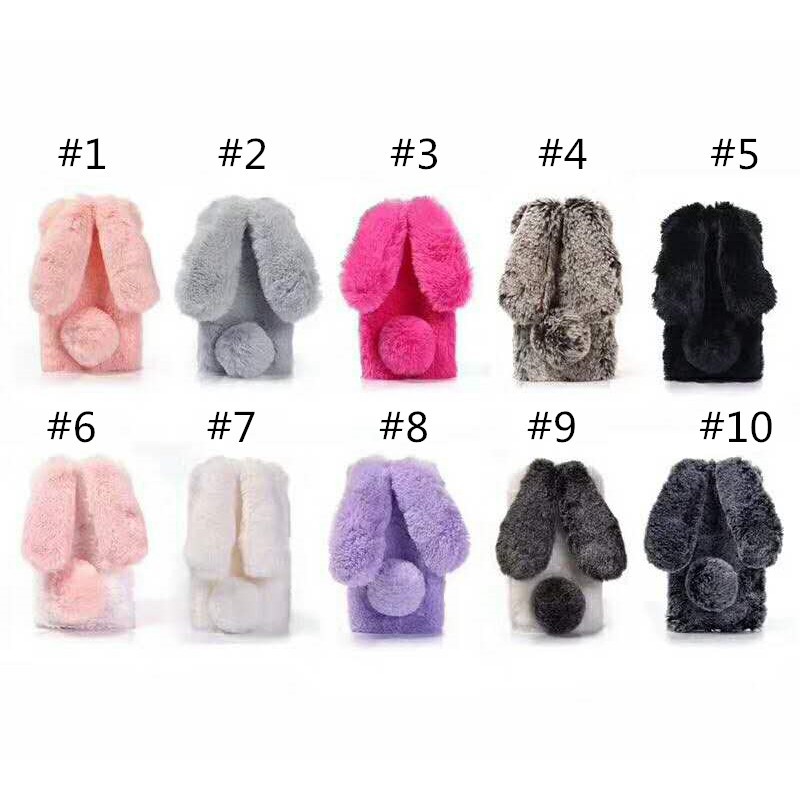 Ốp Lưng Bọc Lông Mềm Đính Hình Thỏ Bông Cho Điện Thoại iphone 15 14 13 12 11 pro max xs xr 6 6s 7plus 8plus